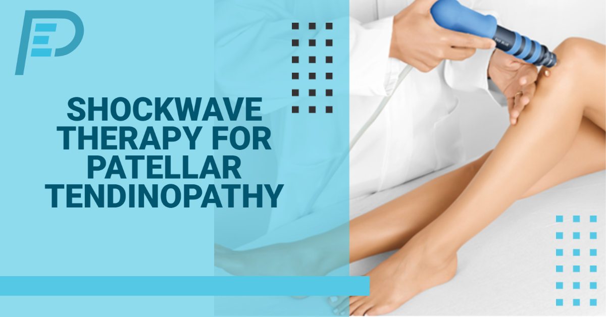 Shockwave therapy device treating patellar tendonitis in knee